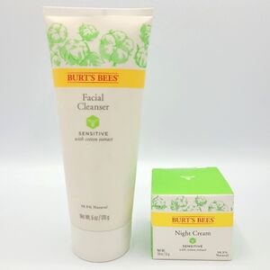 Burt's Bees Night Cream & Facial Cleanser Sensitive Skin With Cotton Extract
